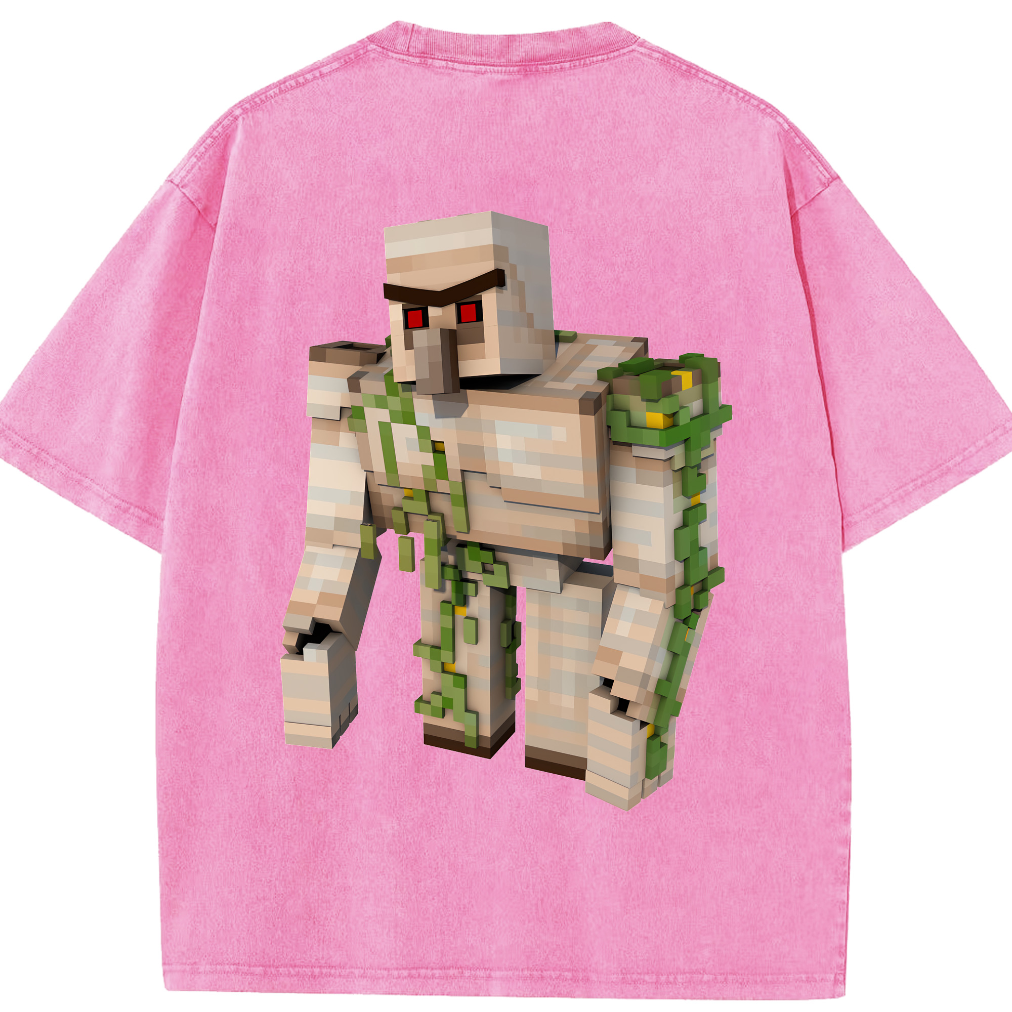 （画像用） マインクラフト ブロックの世界 Minecraft MC Block world 綿100% ヴィンテージ風 半袖Tシャツ（背面プリント）